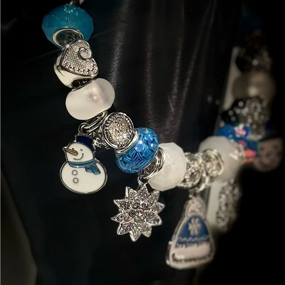 Blue and Silver Christmas Charm Bracelet